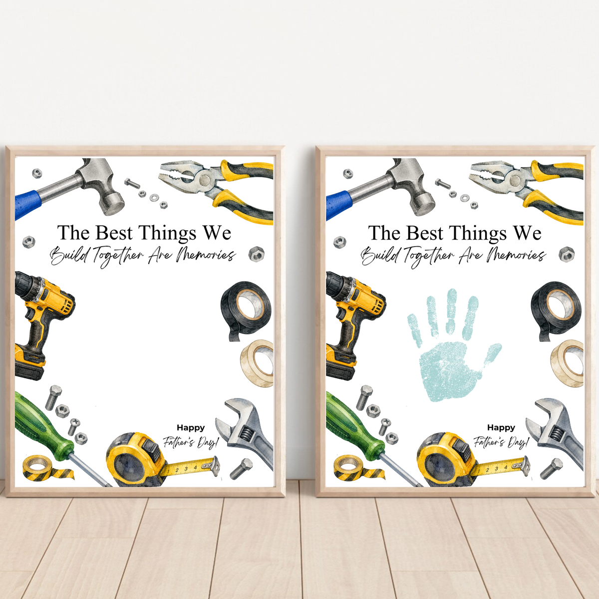 Father Figure Handprint Craft Printable | The Best Things We Build Together Are Memories | Tool-Themed Keepsake Gift from Kids | DIY Father's Day Craft