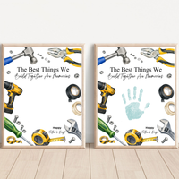 Father Figure Handprint Craft Printable | The Best Things We Build Together Are Memories | Tool-Themed Keepsake Gift from Kids | DIY Father's Day Craft