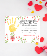 Valentine’s Day Handprint Craft Printable for Kids | Faith-Inspired Keepsake | God Picked Me to Shine His Love