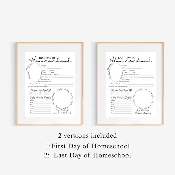 Minimalist First & Last Day of Homeschool Printable | Homeschool Interview Worksheet | Homeschool Memory Book | School Year Keepsake