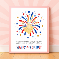 Happy 4th of July Firework Handprint Craft Printable | Patriotic Fireworks Handprint Art | Independence Day Keepsake Activity for Kids