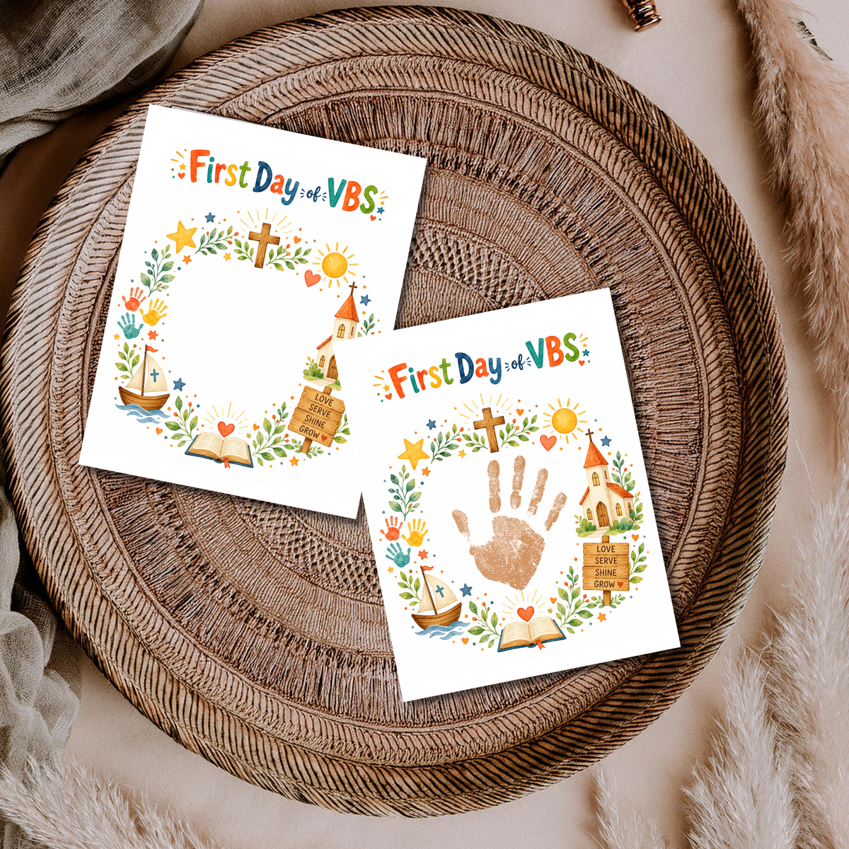 First Day of VBS Handprint Craft Printable | Vacation Bible School Keepsake | Christian Summer Church Activity