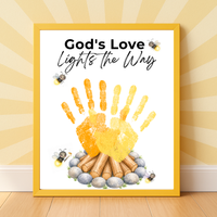 Christian Campfire Handprint Craft Printable | God's Love Lights the Way | Fall & Summer Camp Keepsake | VBS Church Craft for Kids