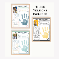 All About Me Handprint Craft Printable | Back to School Keepsake Activity | First Day of School Worksheet | Preschool Kindergarten Memory Page