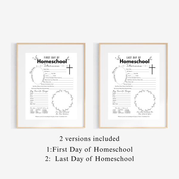 Christian First & Last Day of Homeschool Interview Printable | Faith-Based Homeschool Interview Worksheet | Bible Homeschool Keepsake | Christian School Memory