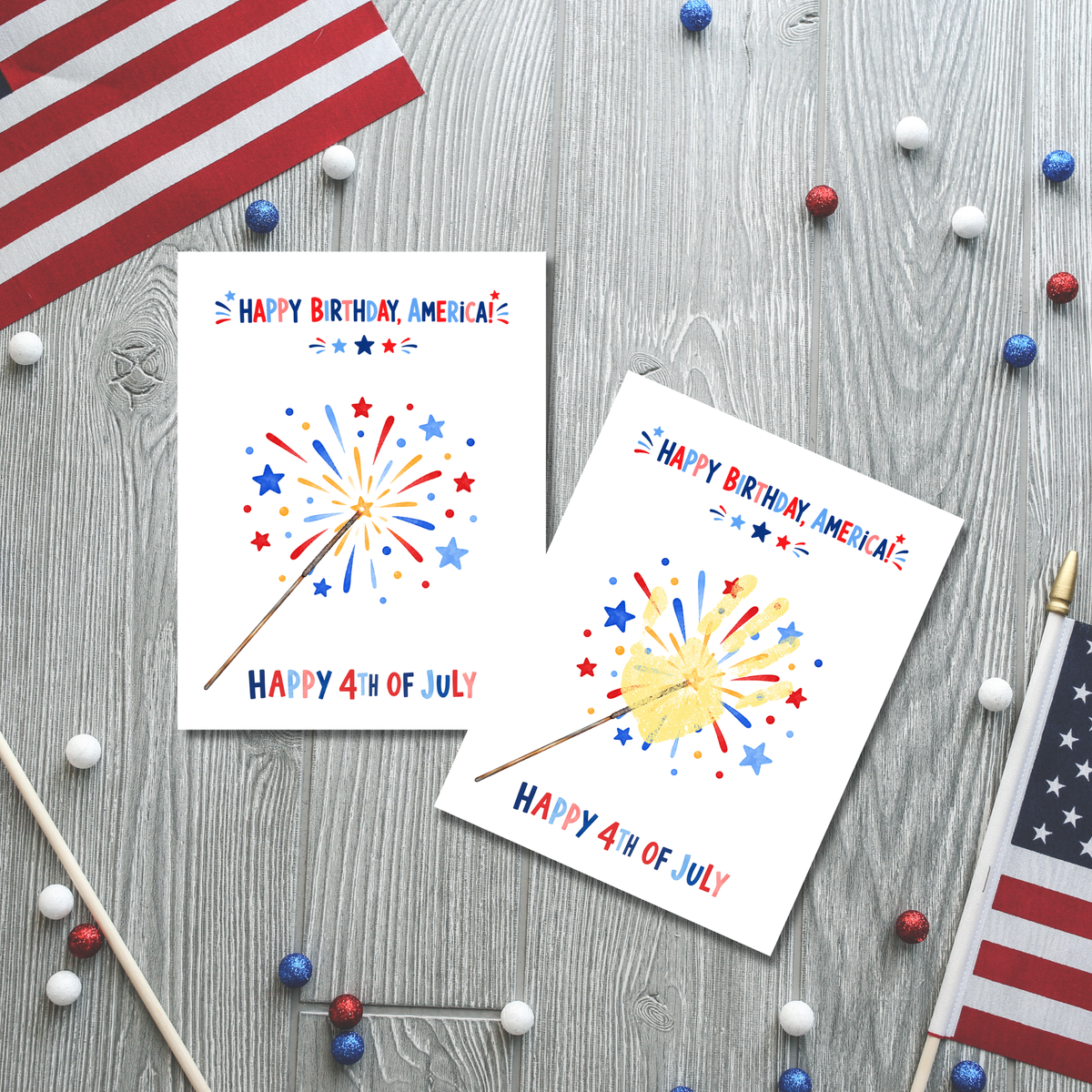 4th of July Handprint Craft for Kids | Patriotic Preschool & Kindergarten Activity | Happy Birthday America Printable