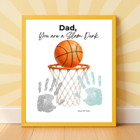 Basketball Father's Day Handprint Craft Printable | Dad You Are a Slam Dunk | Sports Keepsake Gift from Kids | Basketball Handprint Art