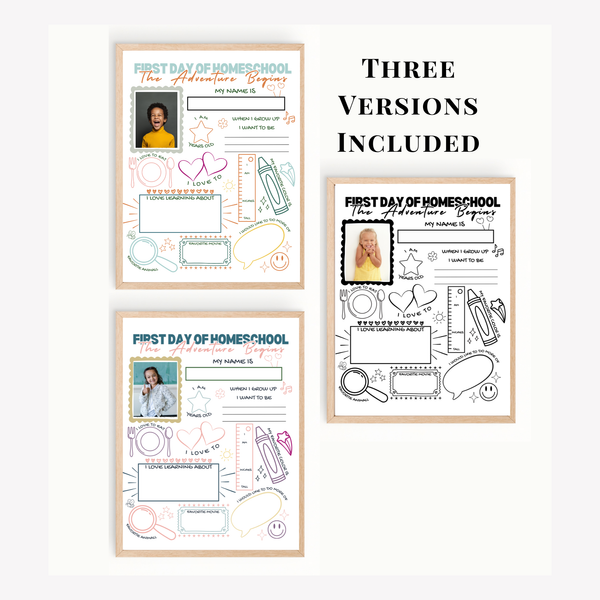 First Day of Homeschool Interview Printable | All About Me Homeschool Worksheet | Back to Homeschool Activity | Homeschool Keepsake Page