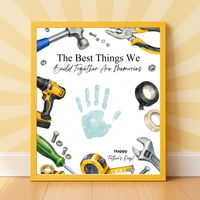 Father Figure Handprint Craft Printable | The Best Things We Build Together Are Memories | Tool-Themed Keepsake Gift from Kids | DIY Father's Day Craft