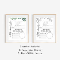 All About Me Printable | Eucalyptus & Botanical Leaves | Student Interview Worksheet | Homeschool Keepsake Activity