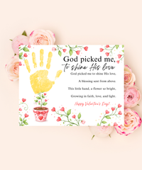 Valentine’s Day Handprint Craft Printable for Kids | Faith-Inspired Keepsake | God Picked Me to Shine His Love