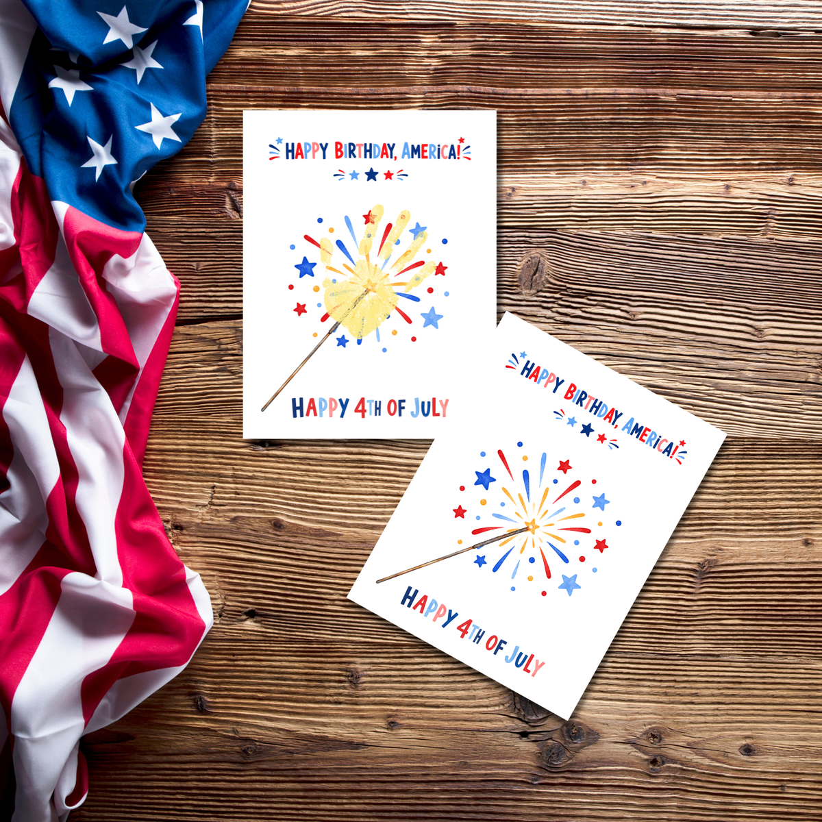 4th of July Handprint Craft for Kids | Patriotic Preschool & Kindergarten Activity | Happy Birthday America Printable