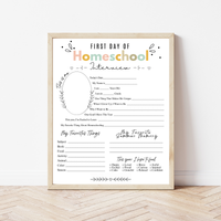 Colorful First & Last Day of Homeschool Interview Printable | Homeschool Memory Book | Back to Homeschool Keepsake | Student Reflection Worksheet