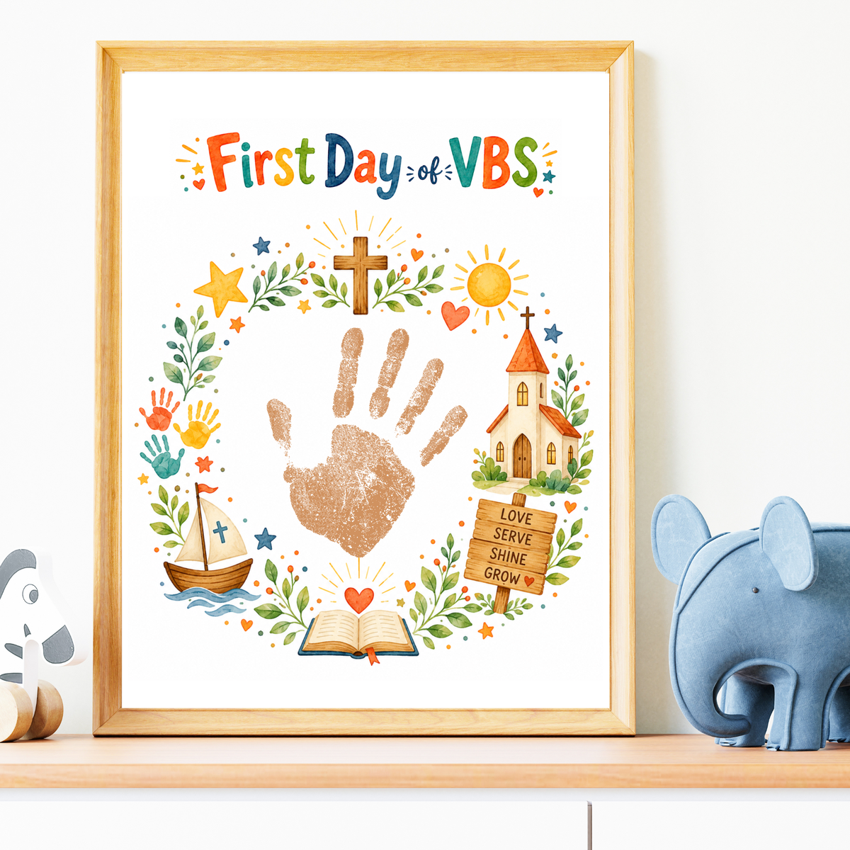 First Day of VBS Handprint Craft Printable | Vacation Bible School Keepsake | Christian Summer Church Activity