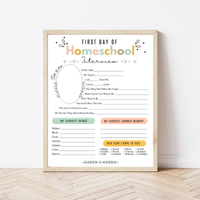 First & Last Day of Homeschool Interview Printable | Colorful Homeschool Memory Book | Back to Homeschool Keepsake | Student Reflection