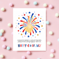 Happy 4th of July Firework Handprint Craft Printable | Patriotic Fireworks Handprint Art | Independence Day Keepsake Activity for Kids