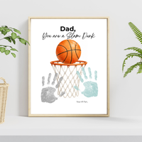 Basketball Father's Day Handprint Craft Printable | Dad You Are a Slam Dunk | Sports Keepsake Gift from Kids | Basketball Handprint Art