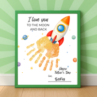 Father's Day Rocket Handprint Craft Printable | I Love You to the Moon and Back | Space Keepsake Gift for Dad | Father's Day Handprint Art
