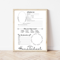 First & Last Day of Homeschool Interview Printable | Minimalist Homeschool Memory Page | All About Me Worksheet | Homeschool Keepsake Activity