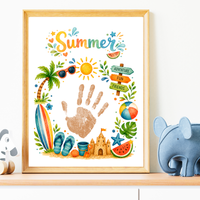 Summer Handprint Craft Printable | Summer Keepsake Activity for Kids | Preschool Kindergarten Beach Theme Craft