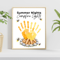 Summer Campfire Handprint Craft Printable | Summer Nights Campfire Lights | Summer Keepsake Activity for Kids | Campfire Handprint Art