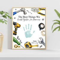 Father Figure Handprint Craft Printable | The Best Things We Build Together Are Memories | Tool-Themed Keepsake Gift from Kids | DIY Father's Day Craft