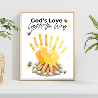 Christian Campfire Handprint Craft Printable | God's Love Lights the Way | Fall & Summer Camp Keepsake | VBS Church Craft for Kids