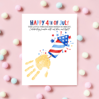 Happy 4th of July Firecracker Handprint Craft Printable | Patriotic Firecracker Handprint Art | Independence Day Keepsake Activity for Kids