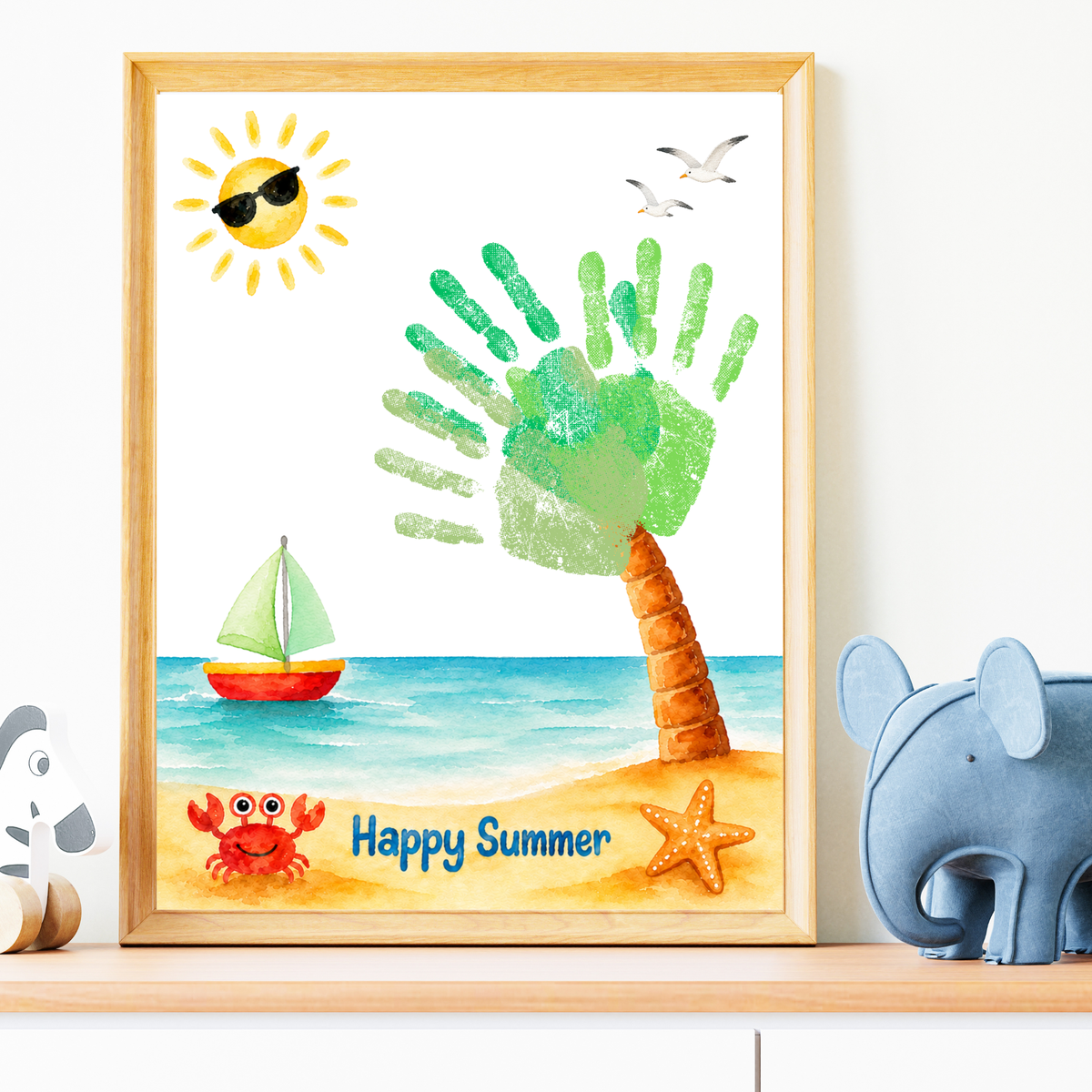Summer Palm Tree Handprint Craft Printable | Beach Handprint Art for Kids | Summer Keepsake Activity | Preschool Kindergarten Daycare Craft