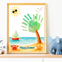 Summer Palm Tree Handprint Craft Printable | Beach Handprint Art for Kids | Summer Keepsake Activity | Preschool Kindergarten Daycare Craft