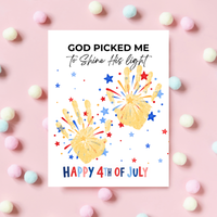 Christian 4th of July Handprint Craft Printable | God Picked Me to Shine His Light | Faith-Based Independence Day Keepsake for Kids