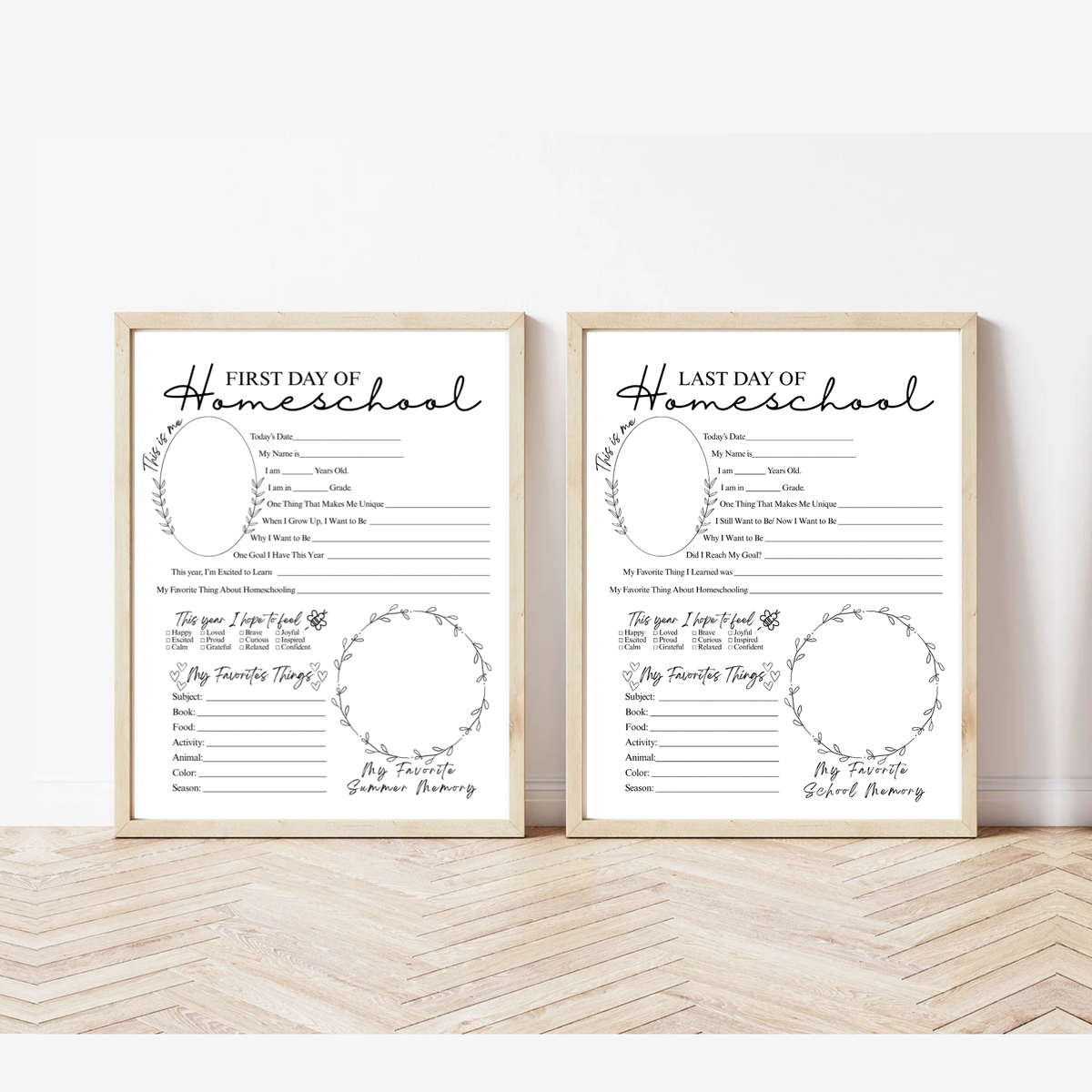 Minimalist First & Last Day of Homeschool Printable | Homeschool Interview Worksheet | Homeschool Memory Book | School Year Keepsake