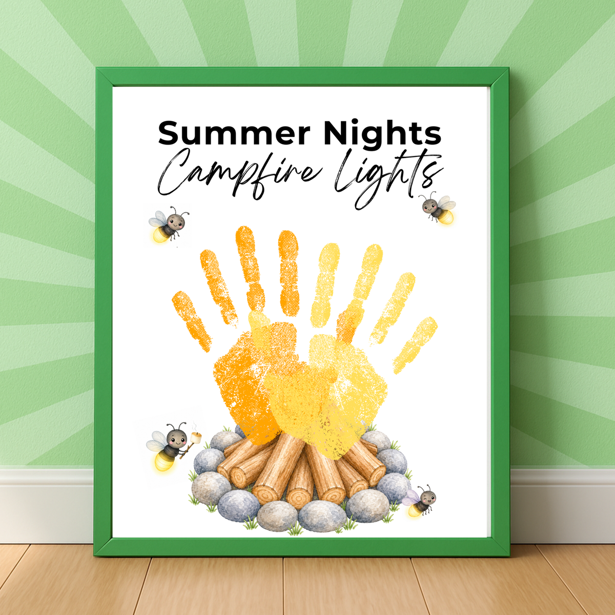 Summer Campfire Handprint Craft Printable | Summer Nights Campfire Lights | Summer Keepsake Activity for Kids | Campfire Handprint Art