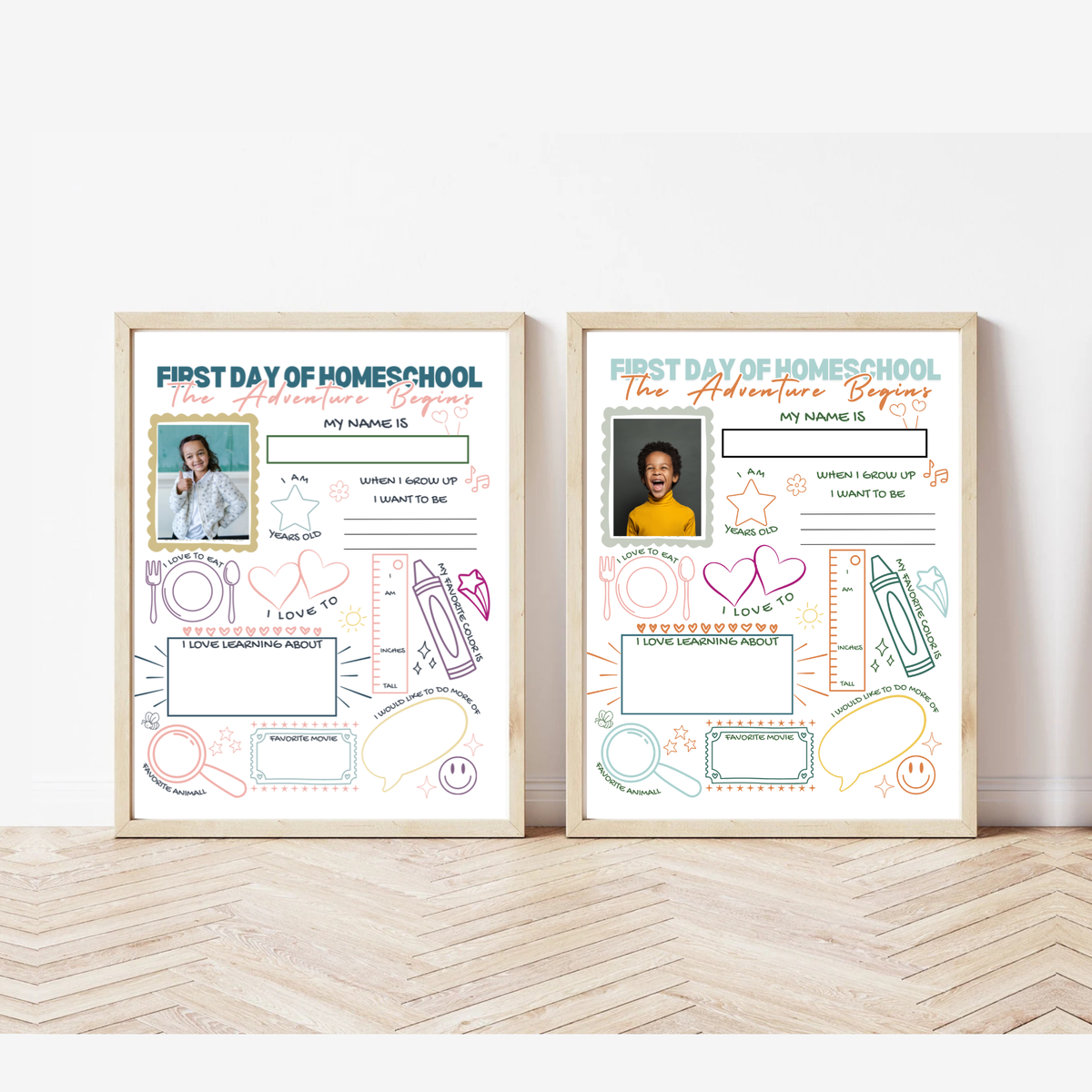 First Day of Homeschool Interview Printable | All About Me Homeschool Worksheet | Back to Homeschool Activity | Homeschool Keepsake Page