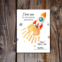 Father's Day Rocket Handprint Craft Printable | I Love You to the Moon and Back | Space Keepsake Gift for Dad | Father's Day Handprint Art