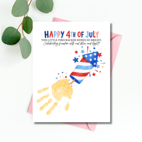 Happy 4th of July Firecracker Handprint Craft Printable | Patriotic Firecracker Handprint Art | Independence Day Keepsake Activity for Kids