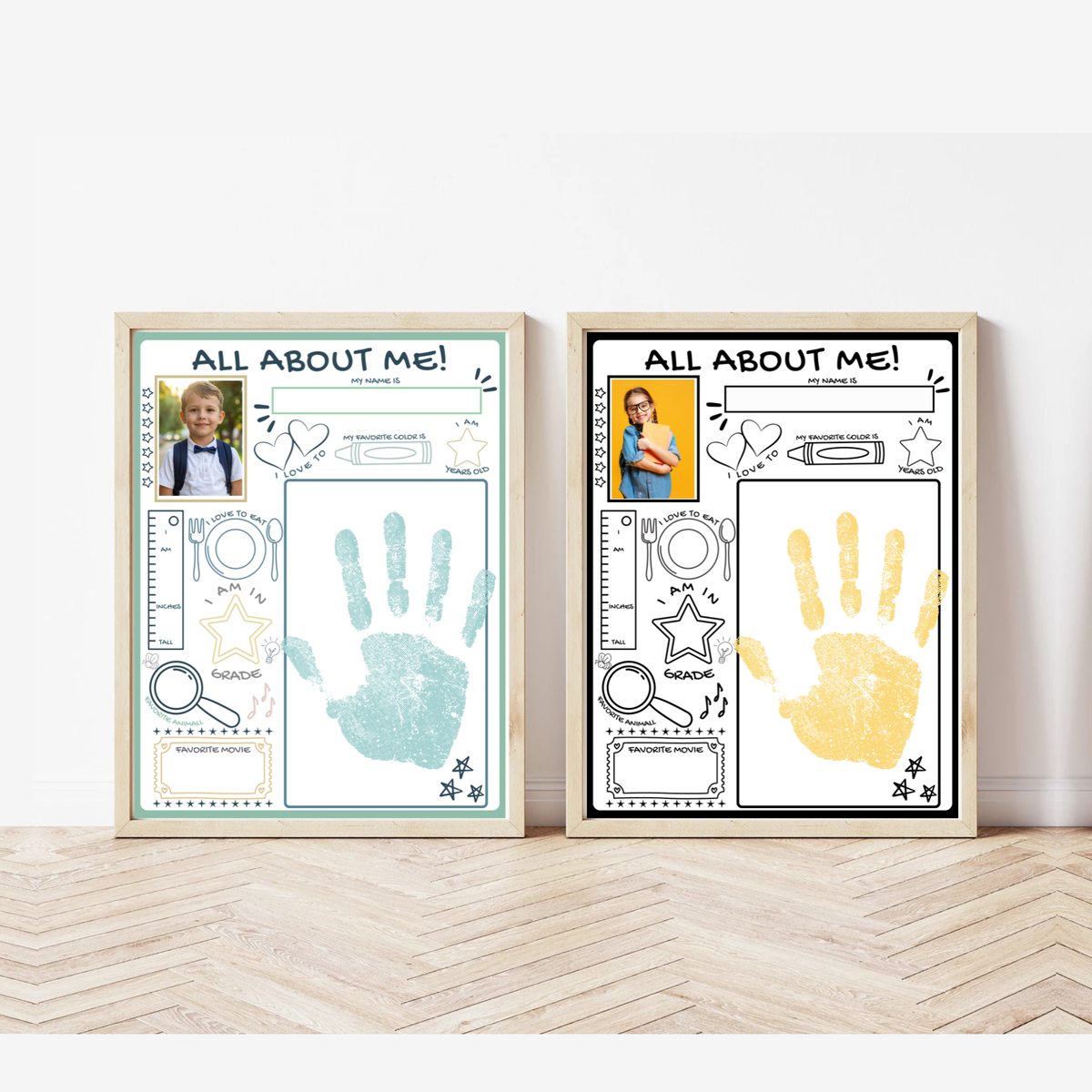 All About Me Handprint Craft Printable | Back to School Keepsake Activity | First Day of School Worksheet | Preschool Kindergarten Memory Page