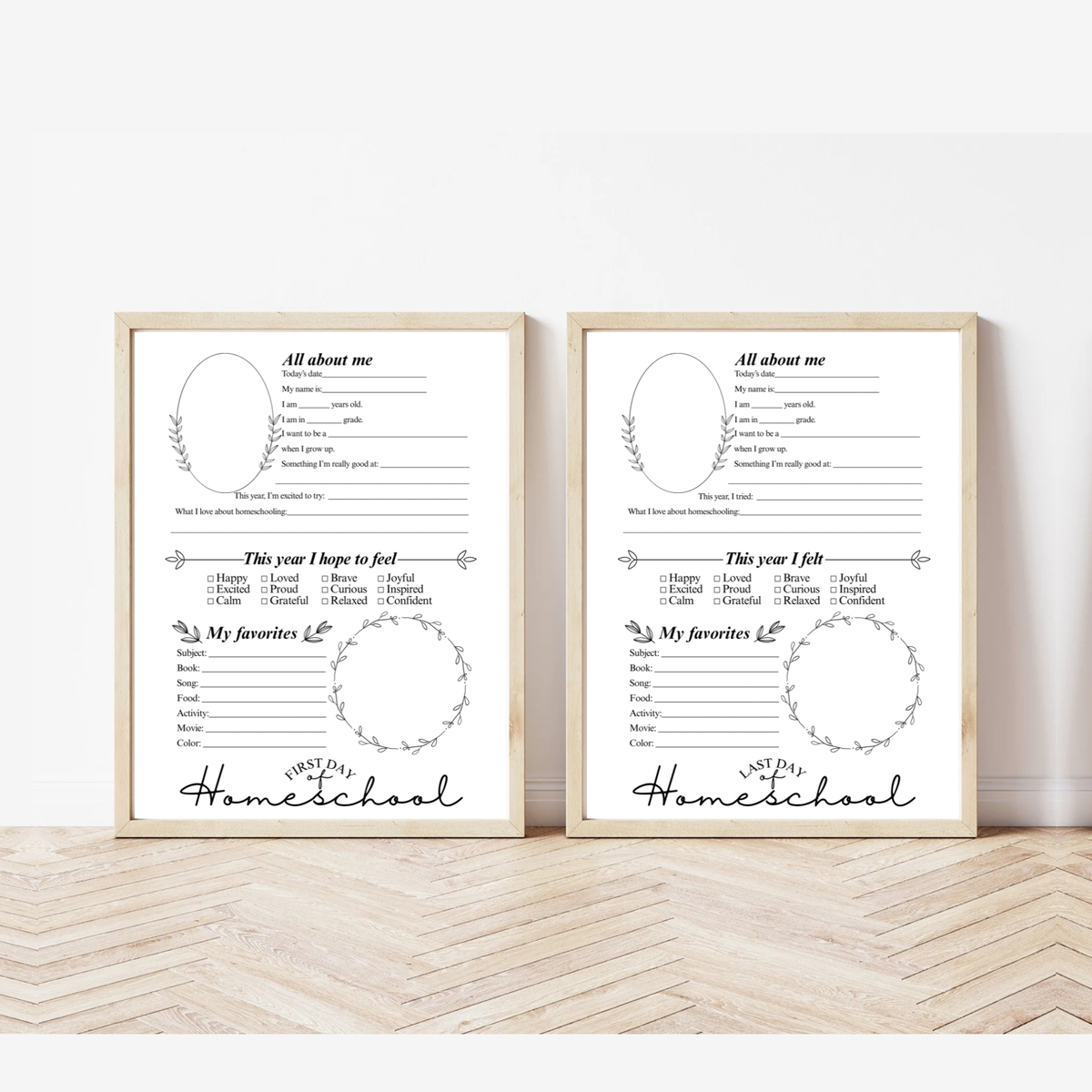 First & Last Day of Homeschool Interview Printable | Minimalist Homeschool Memory Page | All About Me Worksheet | Homeschool Keepsake Activity