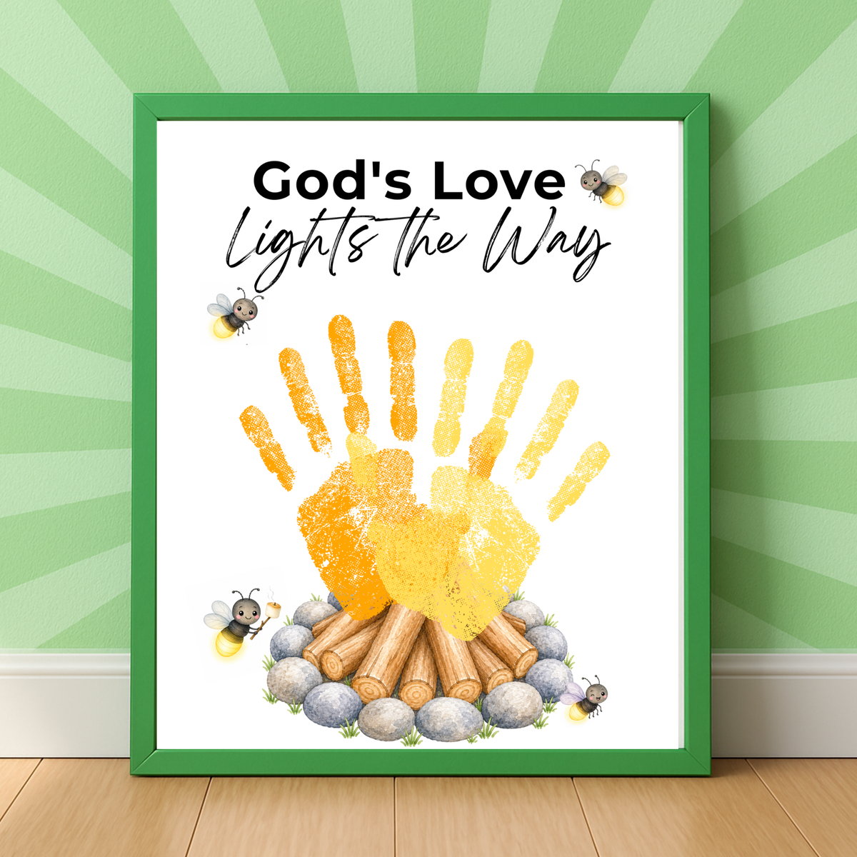 Christian Campfire Handprint Craft Printable | God's Love Lights the Way | Fall & Summer Camp Keepsake | VBS Church Craft for Kids