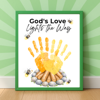 Christian Campfire Handprint Craft Printable | God's Love Lights the Way | Fall & Summer Camp Keepsake | VBS Church Craft for Kids