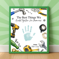 Father Figure Handprint Craft Printable | The Best Things We Build Together Are Memories | Tool-Themed Keepsake Gift from Kids | DIY Father's Day Craft