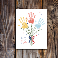 Patriotic Handprint Bouquet Craft Printable | 4th of July Handprint Flowers | Happy Independence Day Keepsake | America 250 Kids Activity