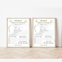 Colorful First & Last Day of Homeschool Interview Printable | Homeschool Memory Book | Back to Homeschool Keepsake | Student Reflection Worksheet
