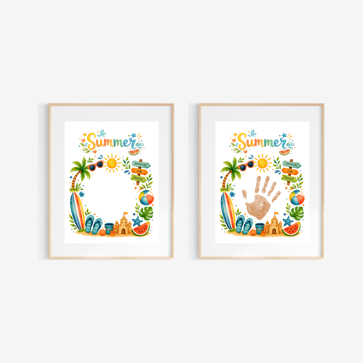 Summer Handprint Craft Printable | Summer Keepsake Activity for Kids | Preschool Kindergarten Beach Theme Craft