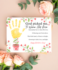 Valentine’s Day Handprint Craft Printable for Kids | Faith-Inspired Keepsake | God Picked Me to Shine His Love