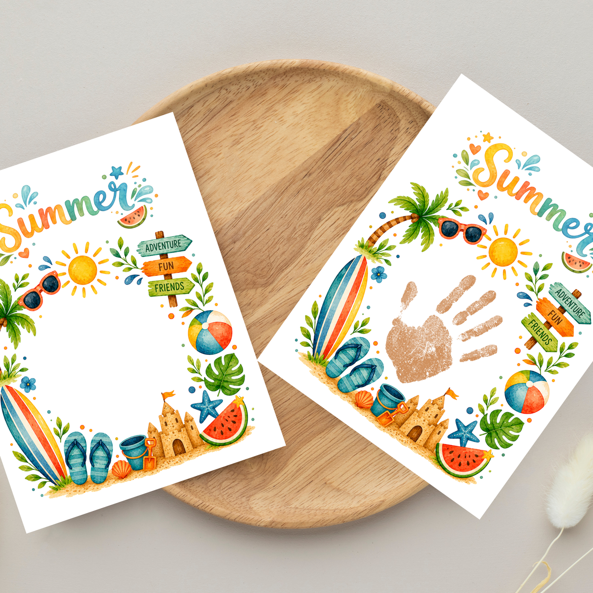 Summer Handprint Craft Printable | Summer Keepsake Activity for Kids | Preschool Kindergarten Beach Theme Craft