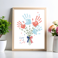 Patriotic Handprint Bouquet Craft Printable | 4th of July Handprint Flowers | Happy Independence Day Keepsake | America 250 Kids Activity