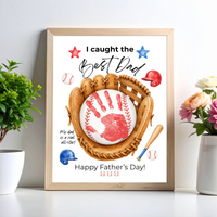 Baseball Father's Day Handprint Craft Printable | I Caught the Best Dad | Baseball Keepsake Gift from Kids | Sports Handprint Art for Dad