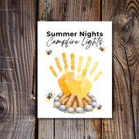 Summer Campfire Handprint Craft Printable | Summer Nights Campfire Lights | Summer Keepsake Activity for Kids | Campfire Handprint Art