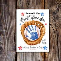 Grandpa Father's Day Baseball Handprint Craft Printable | I Caught the Best Grandpa | Baseball Keepsake Gift from Kids | Grandfather Handprint Art
